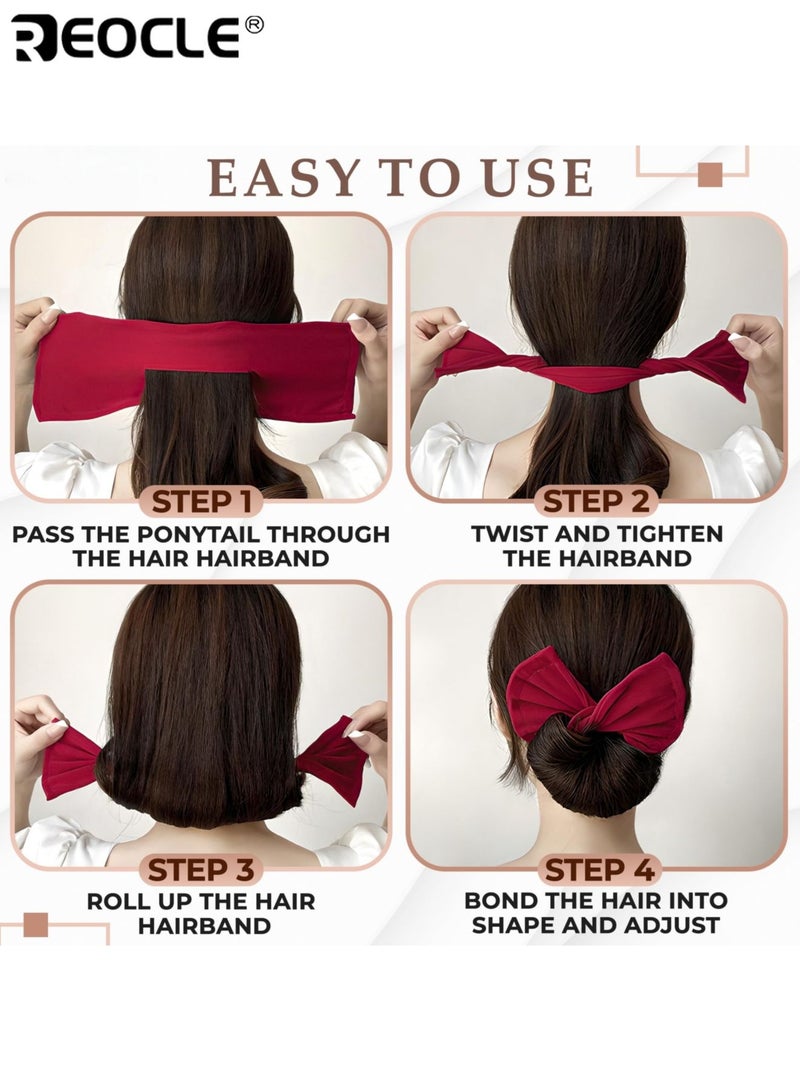 ريوكل أداة لف الشعر بتصميم القوس 2 قطعة للشعر وشريط رأس لتصفيف الشعر مع تدوير لخلق تسريحات أنيقة وترتيبات شعر عصرية - Image 5