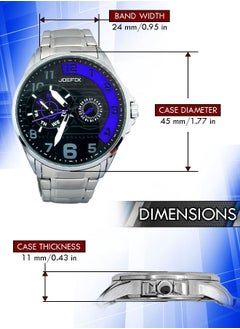JoeFox Fashion Wristwatch Quartz Movement 3ATM Waterproof Multifunctional with Date Design Sporty Casual Business Dress Watch for Men Silver Blue  - Image 2