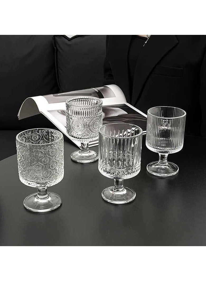 4 Pack Home Simple Niche Design Crystal Embossed Glass Set, 8.5 oz, Iced Coffee Cold Drink, Milk, Mocha Coffee, Tea, Drink Juice, Water - Image 2