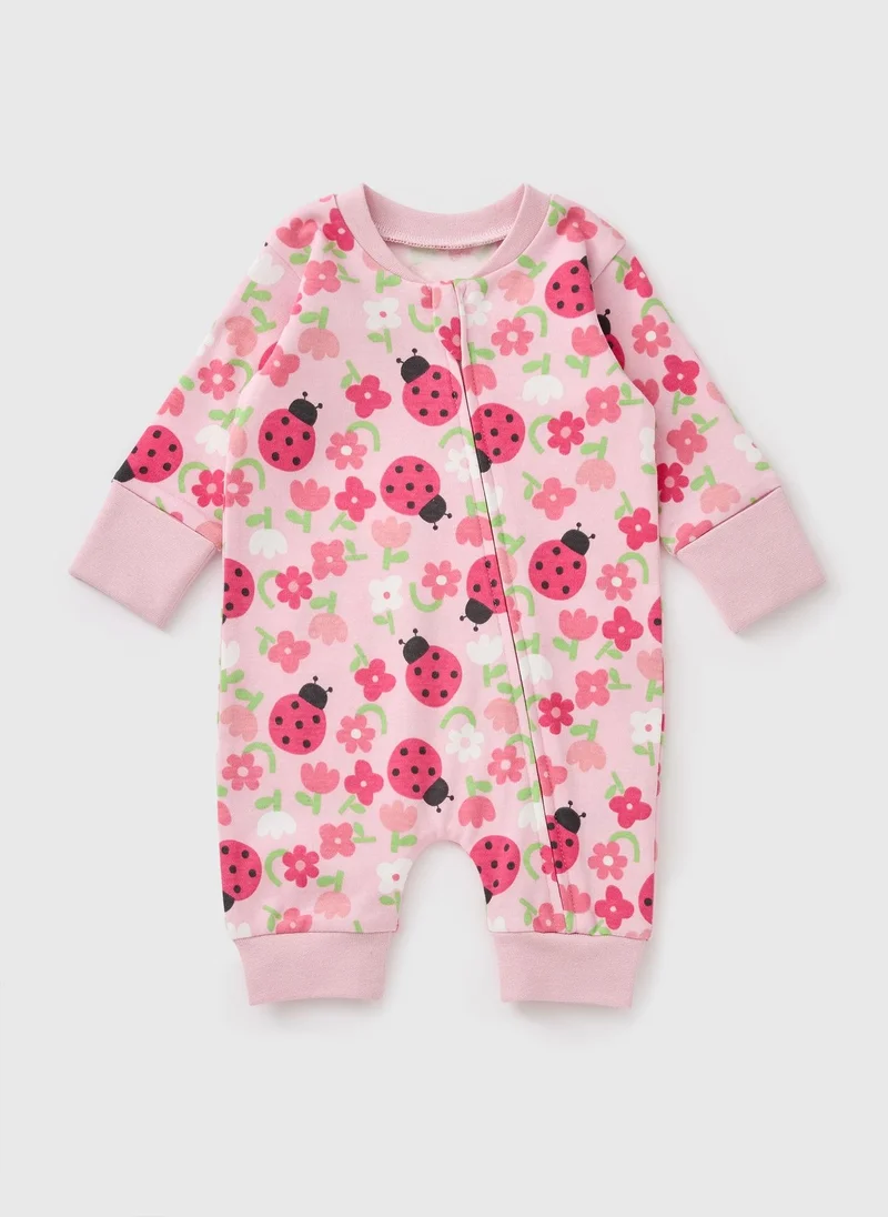 Matalan Baby Pink Ladybird Sleepsuit