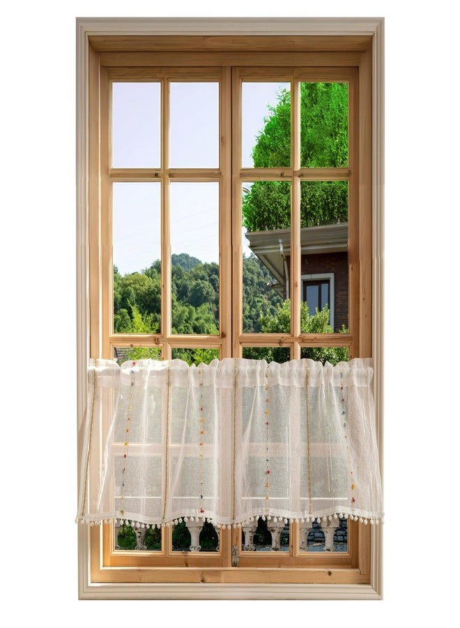 Jayla Boho Valance Curtains for Kitchen, Boho Tassel Kitchen Curtain, Rod Pocket Window Valances, Short Cafe Curtains for Bathroom Small Window Country Rustic, 59" Wx39 L