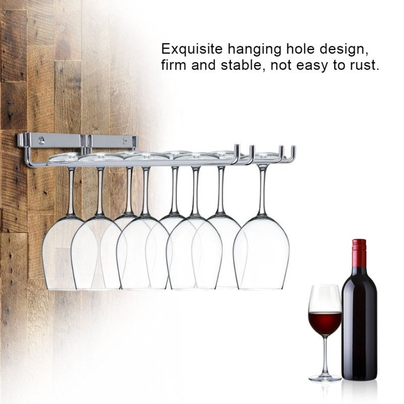 Wall Mounted Wine Rack: High-Quality Workmanship Fine Plating Luxury Texture - Firm Welding Stable Joints Exquisite Rust-Resistant Hanging Hole Design Stemware Rack for Home Bars Restaurants Kitchens - Image 5