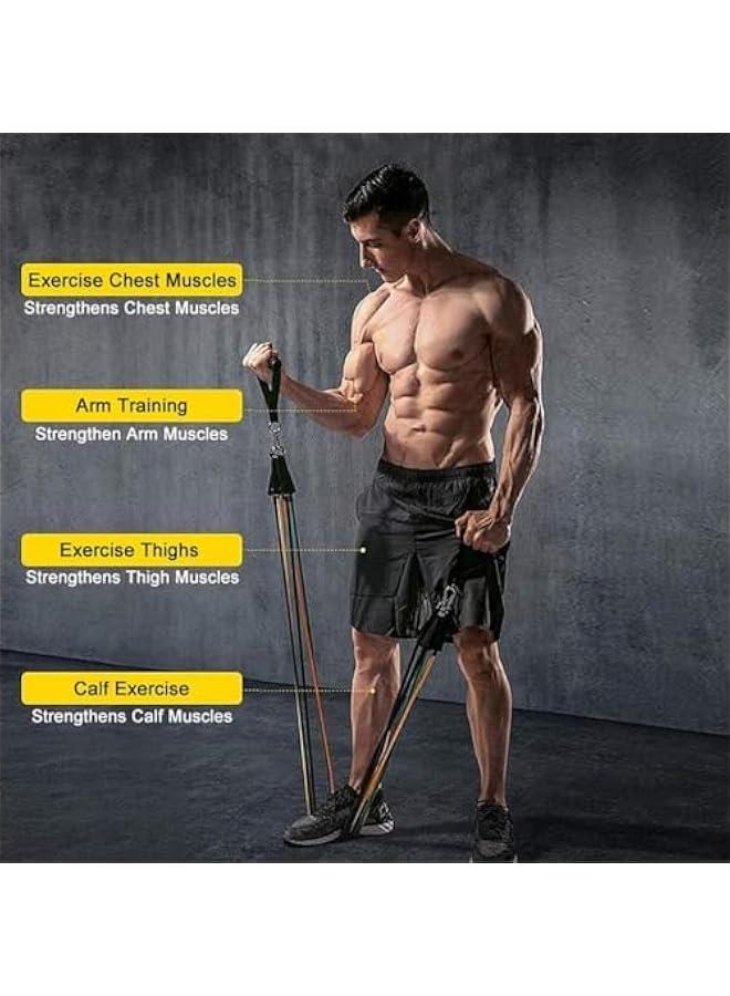 رينكس غوودر مجموعة احزمة مقاومة م 11 قطعة، احزمة مقاومة محمولة للتمري 5 تماري قالة للتكديس حتى 150 اود، مجموعة تماري اللياقة الدية المزلية مع مرساة ا واشرطة كاحل ومقاض لتدري القوة - Image 5