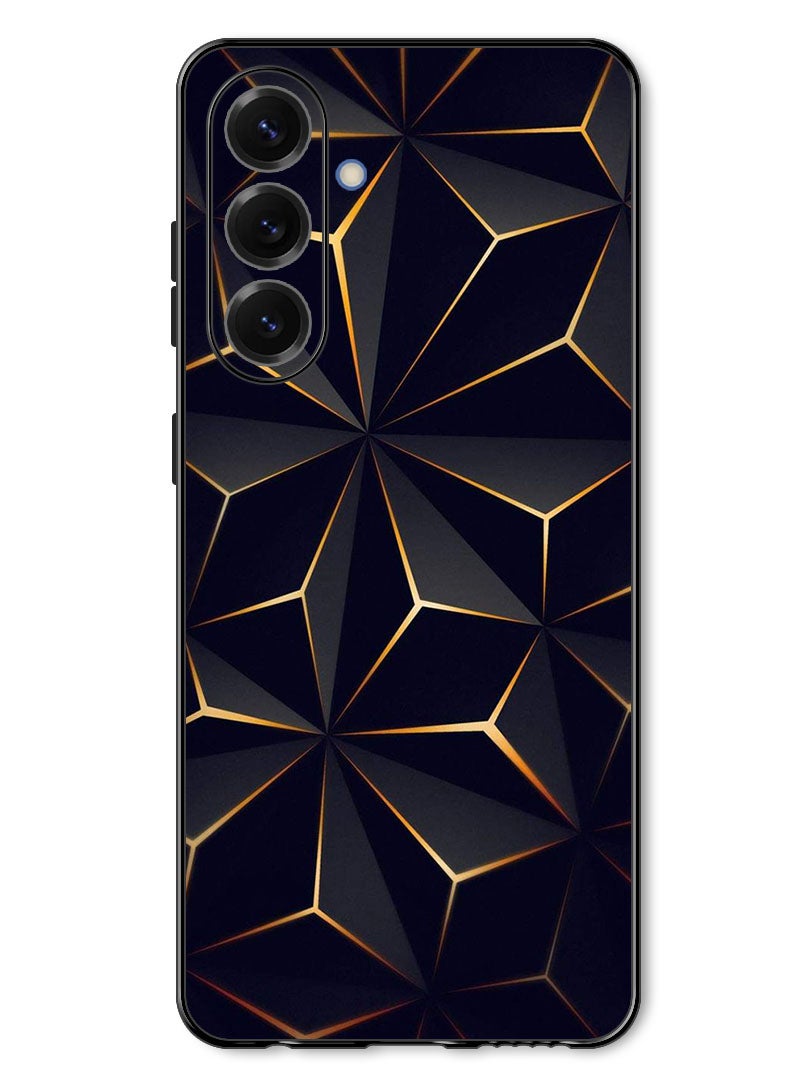 Theodor Case Compatible with Samsung Galaxy A37 Protection Shockproof Bumper Cover Black Gold Patter - Image 1