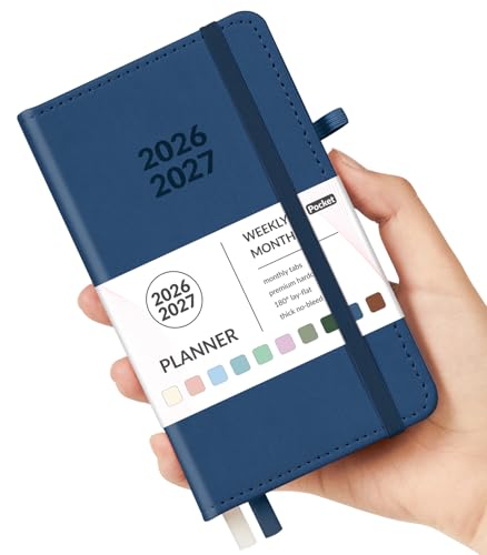 Forvencer Pocket Planner 20262027 Weekly Monthly Planners for Purse 35 x 6 July 2026June 2027 Cute Small Daily Academic Calendar Elastic Band Hardcover Agenda for Women Teacher - Image 1