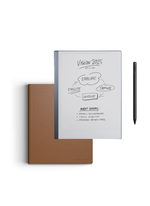 reMarkable 2 Paper Tablet 10.3" with Marker Plus and Book Folio in Premium Brown Leather Case