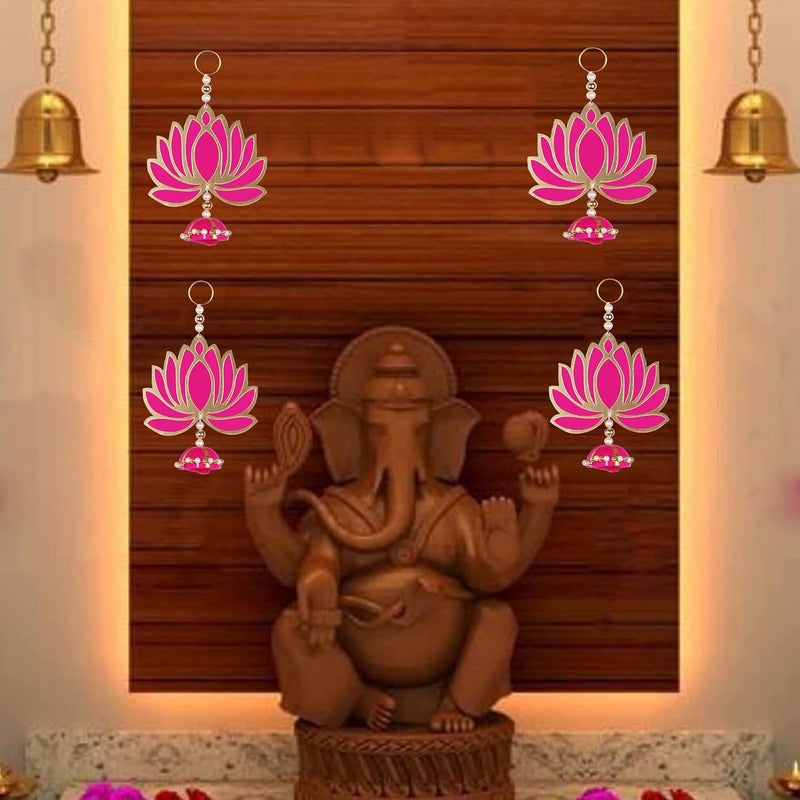 Priscilla Lotus Hangings for DecorationFloral Wall Hangings for Temple Decor Hanging for Home DecorDiwali DecorWedding and All Festival Decor Pink 4 - Image 2