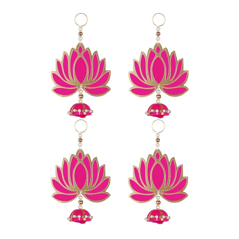 Priscilla Lotus Hangings for DecorationFloral Wall Hangings for Temple Decor Hanging for Home DecorDiwali DecorWedding and All Festival Decor Pink 4 - Image 1