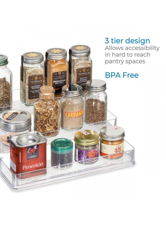 IDesign رفوف توابل ستاد بلاستيكية من iDesign Linus، منظم ثلاثي الطبقات خالي من BPA للمطبخ، المخزن، الحمام، طاولة الزينة، المكتب، غرفة الحرف، تنظيم التخزين، 10.25" x 9.25" x 4"، شفاف - Image 4