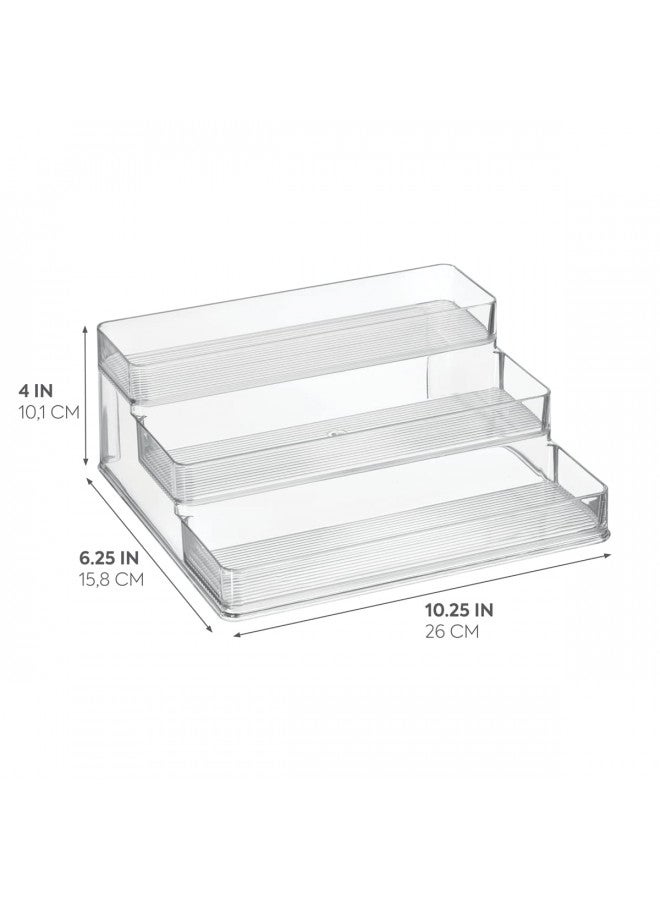 IDesign رفوف توابل ستاد بلاستيكية من iDesign Linus، منظم ثلاثي الطبقات خالي من BPA للمطبخ، المخزن، الحمام، طاولة الزينة، المكتب، غرفة الحرف، تنظيم التخزين، 10.25" x 9.25" x 4"، شفاف - Image 2