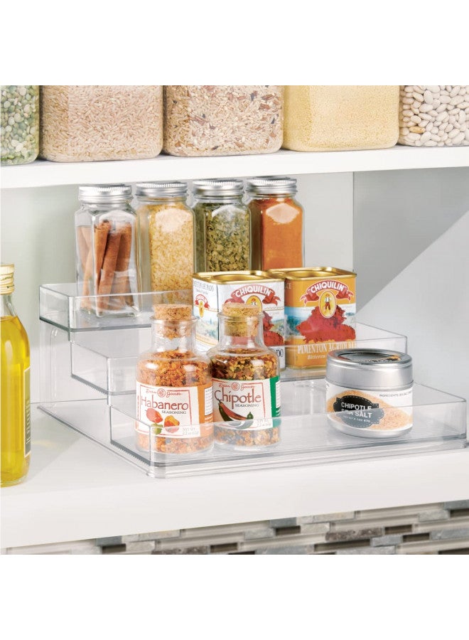 IDesign رفوف توابل ستاد بلاستيكية من iDesign Linus، منظم ثلاثي الطبقات خالي من BPA للمطبخ، المخزن، الحمام، طاولة الزينة، المكتب، غرفة الحرف، تنظيم التخزين، 10.25" x 9.25" x 4"، شفاف - Image 3