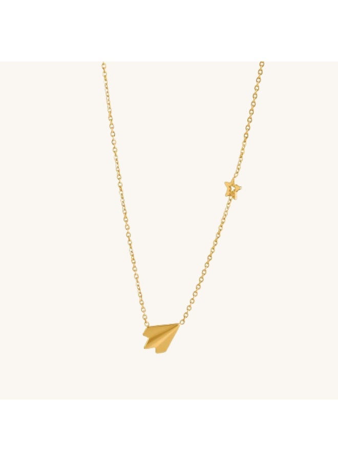 PALMONAS 18k Gold Tone Plated Simple Chain Necklace with Star Charm
 for Women - Image 1