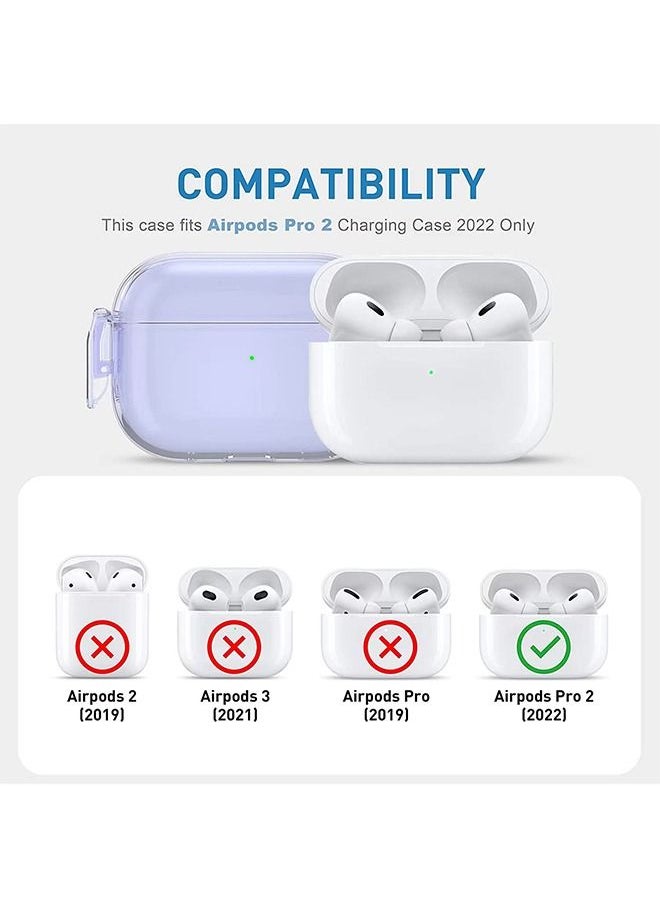 Ant Airpods Pro 2nd Generation Protective Case Cover, Soft TPU Cover, Front Led Visible Shockproof Lock buckle Cover with Keychain (Transparent Purple)  - Image 5