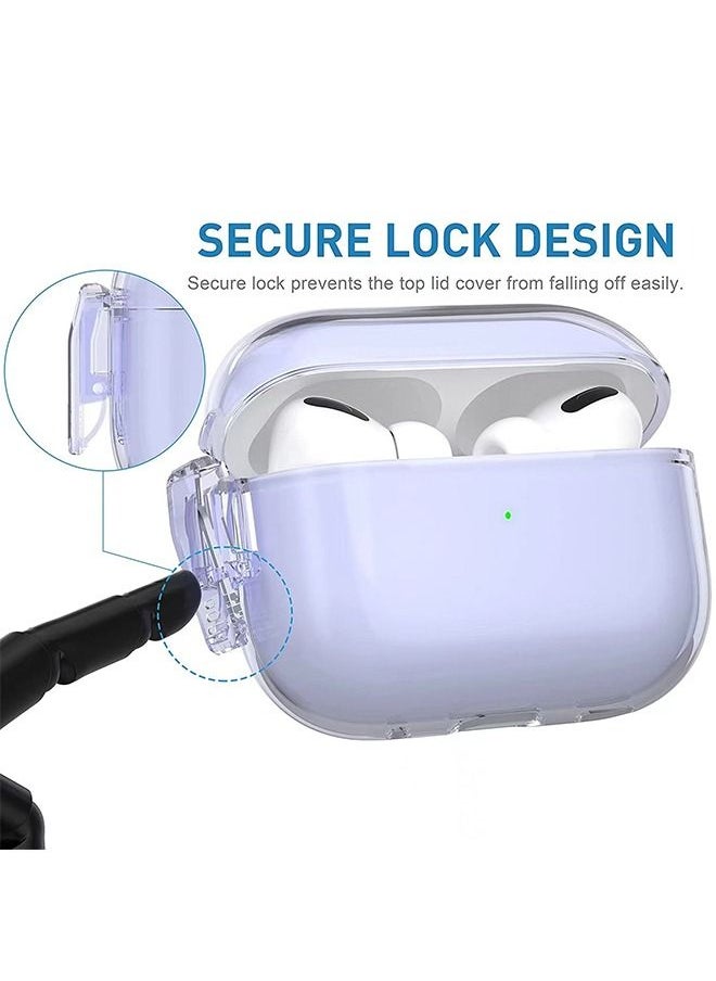 Ant Airpods Pro 2nd Generation Protective Case Cover, Soft TPU Cover, Front Led Visible Shockproof Lock buckle Cover with Keychain (Transparent Purple)  - Image 2