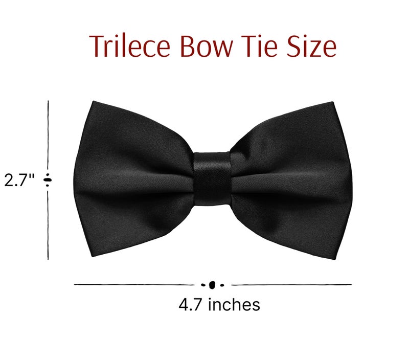 trilece Black Bow Ties for Men - Men's Solid Pre-tied Clip on Bowties for Formal Wear - Adjustable Bow Tie - Bow ties for Woman (Black) - Image 3