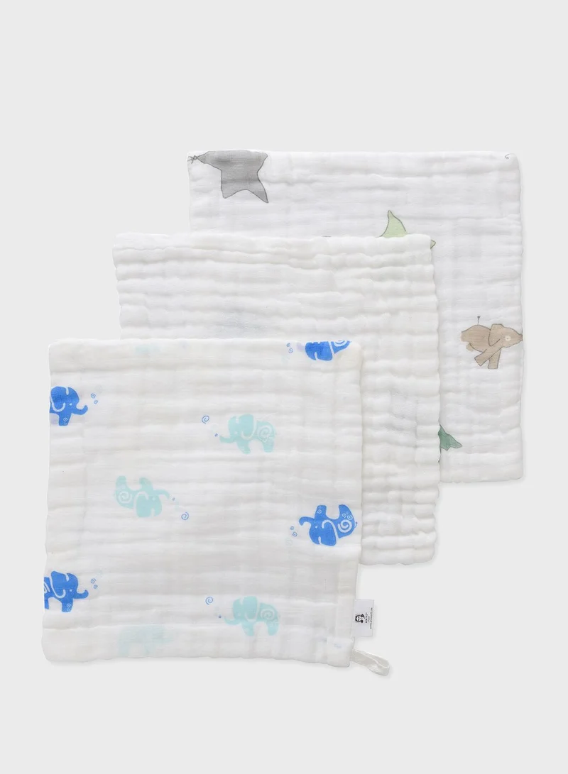Anvi Baby Set Of 3 Trunk Nebula Muslin Face & Burp Cloths