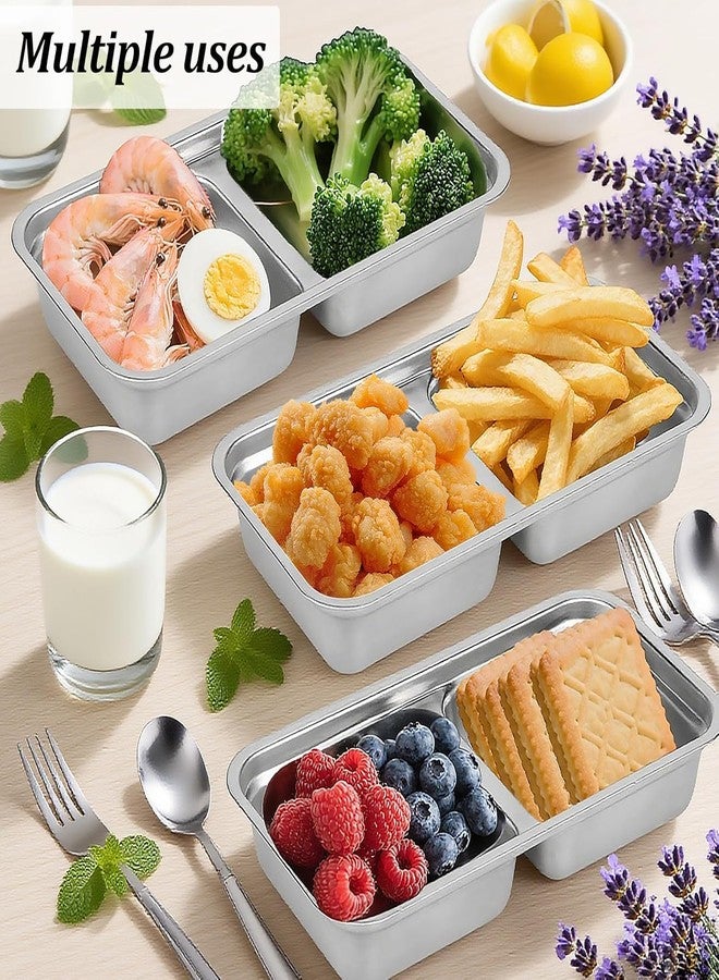Kyraton Stainless Steel Bento Boxes, 900ML - 2 Compartments Food Storage Containers Snack Boxes with Leakproof Lids, Divided Meal Prep Lunch Box Grab & Go Snack Container, Airtight - Image 2