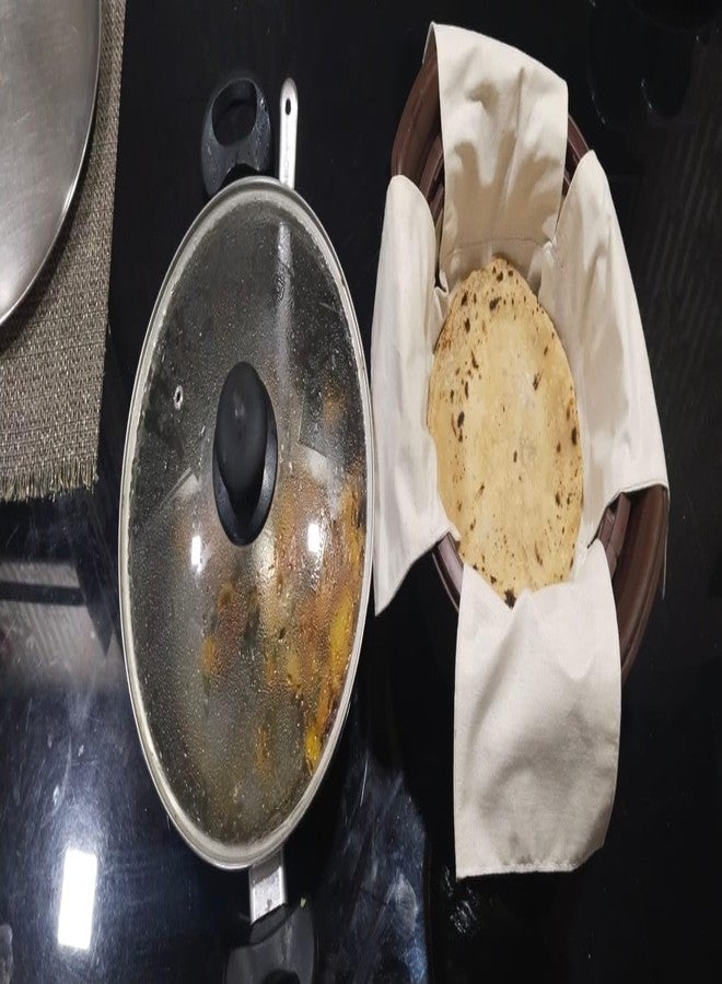Doorbag حقيبة باب، غطاء روتي شاباتي، علبة طعام، غطاء قطني بأربعة جوانب مع أغطية، غطاء من قماش الموسلين، حافظة ناعمة لحفظ الباراتا ساخنة (بيج) (2) - Image 5