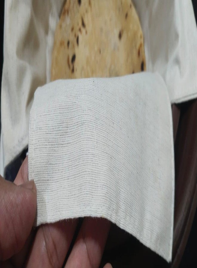 Doorbag حقيبة باب، غطاء روتي شاباتي، علبة طعام، غطاء قطني بأربعة جوانب مع أغطية، غطاء من قماش الموسلين، حافظة ناعمة لحفظ الباراتا ساخنة (بيج) (2) - Image 2