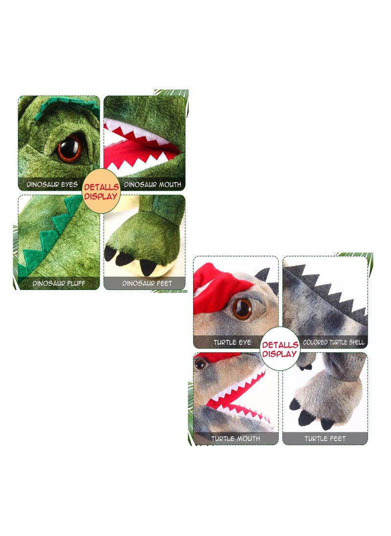 JOLLITY LLC - Hand Puppets Soft Toy, Dinosaur Soft Funny Plush Animal Doll for Kids For Storytelling Teaching Interactive Play Glove Puppets 28 CMS (2 pcs) - Image 1