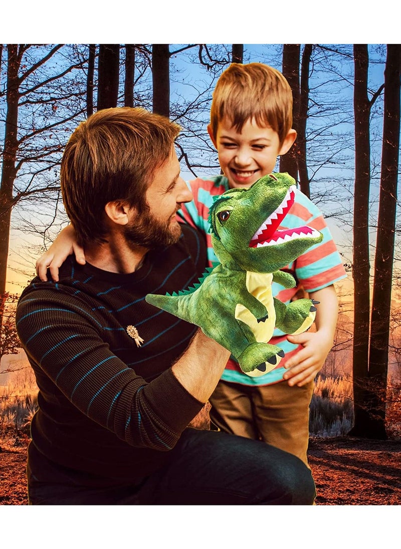 JOLLITY LLC - Hand Puppets Soft Toy, Dinosaur Soft Funny Plush Animal Doll for Kids For Storytelling Teaching Interactive Play Glove Puppets 28 CMS (2 pcs) - Image 1