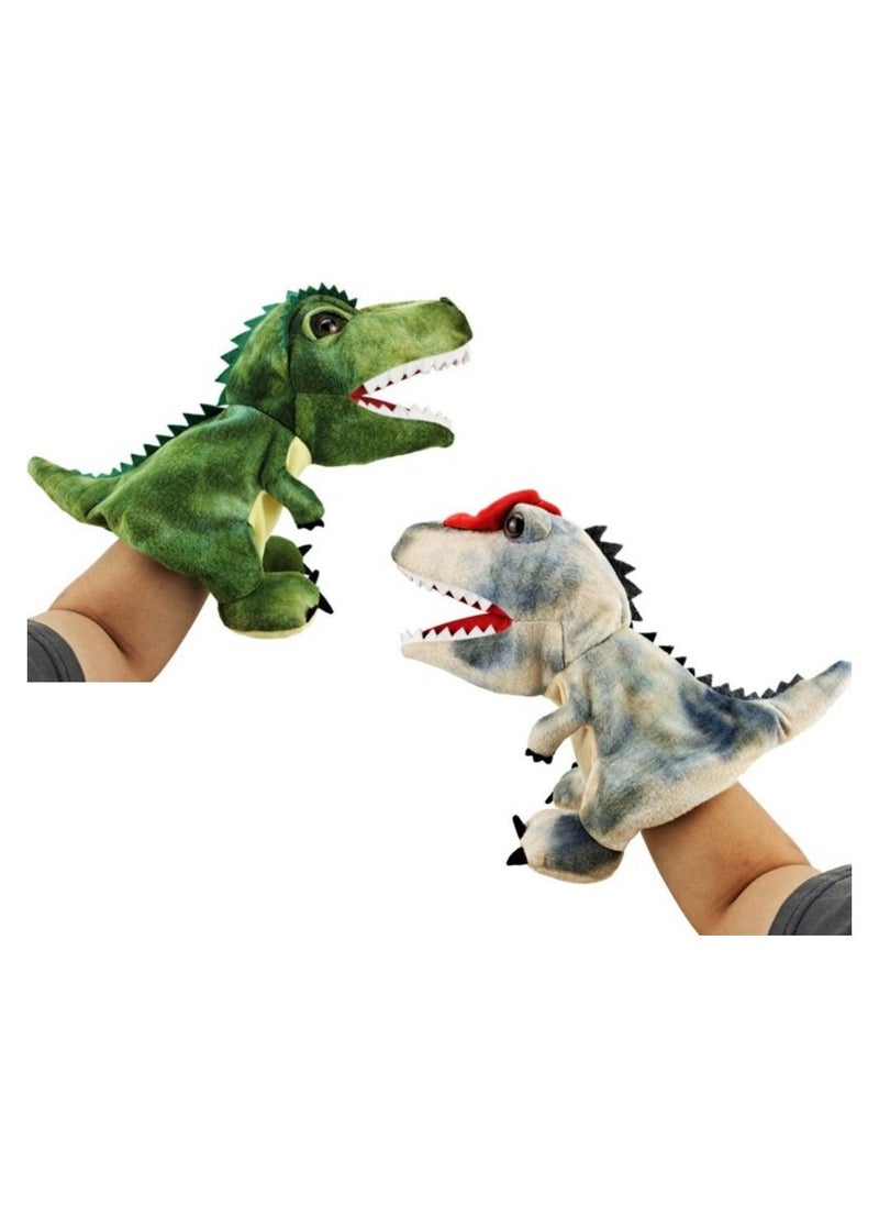 JOLLITY LLC - Hand Puppets Soft Toy, Dinosaur Soft Funny Plush Animal Doll for Kids For Storytelling Teaching Interactive Play Glove Puppets 28 CMS (2 pcs) - Image 1