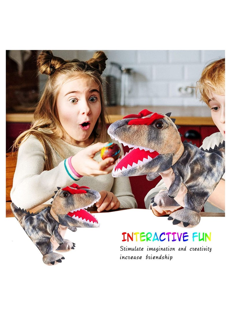 JOLLITY LLC - Hand Puppets Soft Toy, Dinosaur Soft Funny Plush Animal Doll for Kids For Storytelling Teaching Interactive Play Glove Puppets 28 CMS (2 pcs) - Image 1