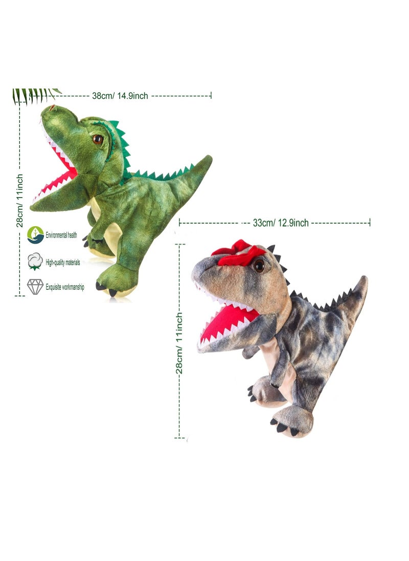 JOLLITY LLC - Hand Puppets Soft Toy, Dinosaur Soft Funny Plush Animal Doll for Kids For Storytelling Teaching Interactive Play Glove Puppets 28 CMS (2 pcs) - Image 1