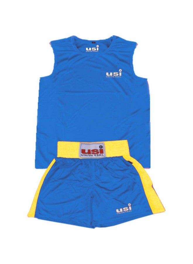 زي ووشو للرجال USI UNIVERSAL 409WU بدون أكمام سترة شورتات موحد قابل للتنفس (مقاس 38، أزرق)