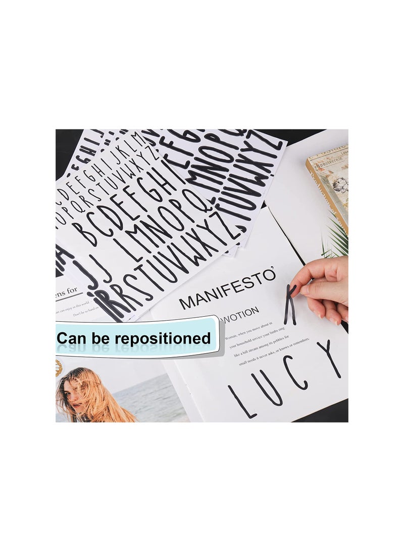 SYOSI 520Pieces 10 Sheets Letter Stickers, Large Black Vinyl Letter Stickers, Alphabet Decals for Scrapbooking, Water Bottles, Mailbox, Kitchen Jars, Graduation Cap, Self Adhesive, 2 in  1In Tall - Image 2