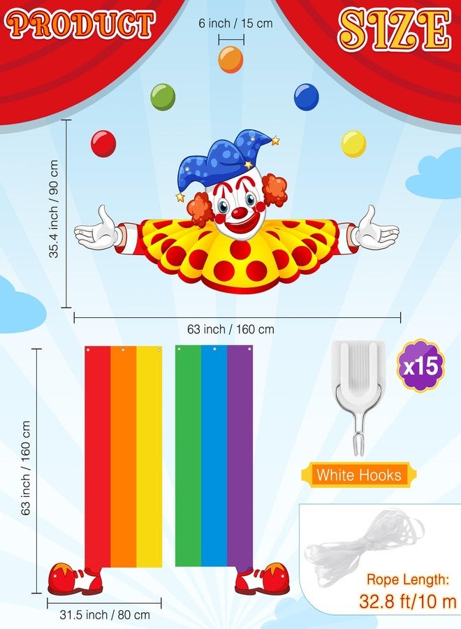 Mindsoft زينة حفلات السيرك الكرنفالي من Mindsoft، 3 قطع، ديكور عيد ميلاد مهرج السيرك، لافتة باب مهرج مهرج، خلفية دعائم صور معلقة، مظلة ترحيب بالكرنفال، ديكور حفلات عيد الميلاد (متعدد الألوان، نمط مشرق) - Image 2
