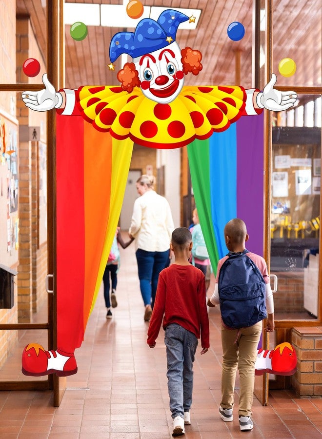 Mindsoft زينة حفلات السيرك الكرنفالي من Mindsoft، 3 قطع، ديكور عيد ميلاد مهرج السيرك، لافتة باب مهرج مهرج، خلفية دعائم صور معلقة، مظلة ترحيب بالكرنفال، ديكور حفلات عيد الميلاد (متعدد الألوان، نمط مشرق) - Image 3