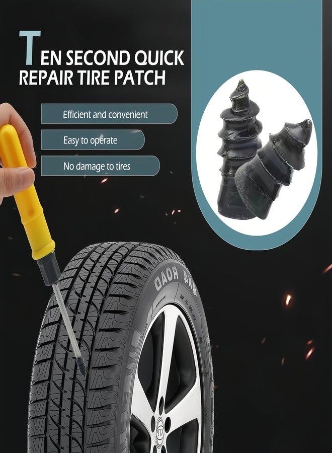 Bawkars 60 PCS Tire Repair Rubber Nail, Vacuum Tire Repair Kits Spiral Rubber Screws, Fast Self-Service Tool for Car, Truck, Motorcycle, Tractor Tire Puncture Repair (Black) - Image 4