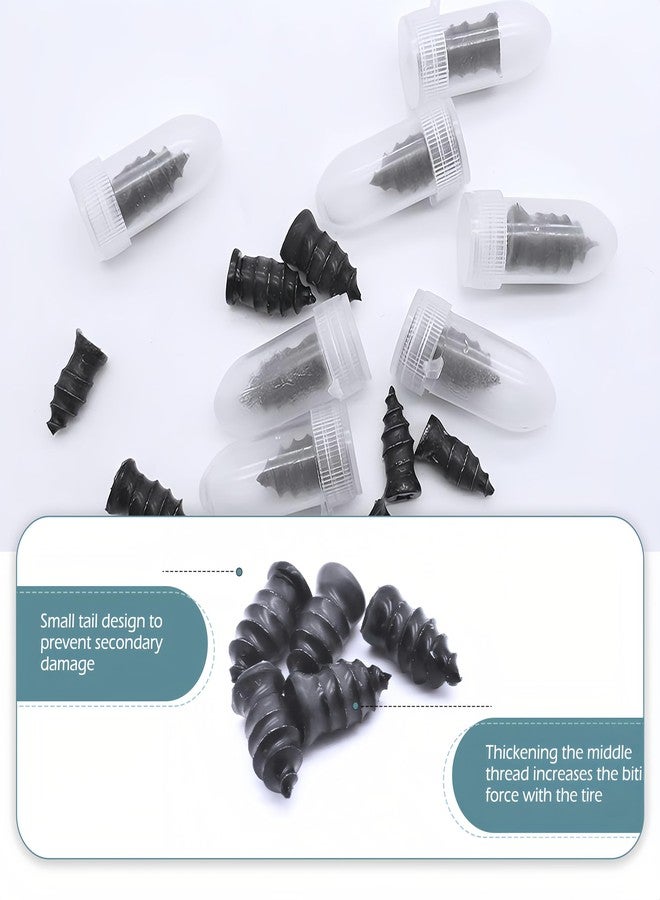 Bawkars 60 PCS Tire Repair Rubber Nail, Vacuum Tire Repair Kits Spiral Rubber Screws, Fast Self-Service Tool for Car, Truck, Motorcycle, Tractor Tire Puncture Repair (Black) - Image 5