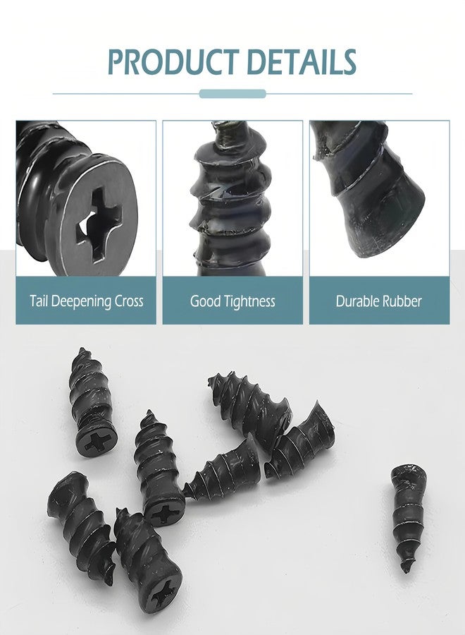 Bawkars 60 PCS Tire Repair Rubber Nail, Vacuum Tire Repair Kits Spiral Rubber Screws, Fast Self-Service Tool for Car, Truck, Motorcycle, Tractor Tire Puncture Repair (Black) - Image 3