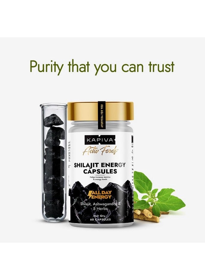 Kapiva كابيفا شيلجيت/شيلاجيت طاقة 60 كبسولة | مصنوع من شيلجيت نقي 100% | لطاقة وتحمل طوال اليوم | مع أشواغاندا، غوكشورا | يحتوي على 12 فيتامين و 13 معدن - Image 5
