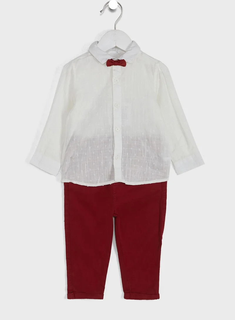 MINIKLUB Infant Essential Shirt + Trousers Set With Bow Tie