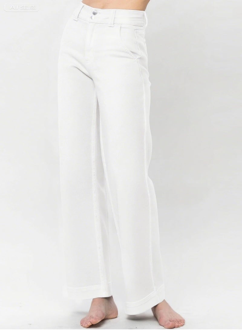 Astylish Jeans for Women Wide Leg Baggy High Waisted Boyfriends Straight Leg Stretchy Denim Pants Trouser Trendy Fall 2025 Size 12 White - Image 2