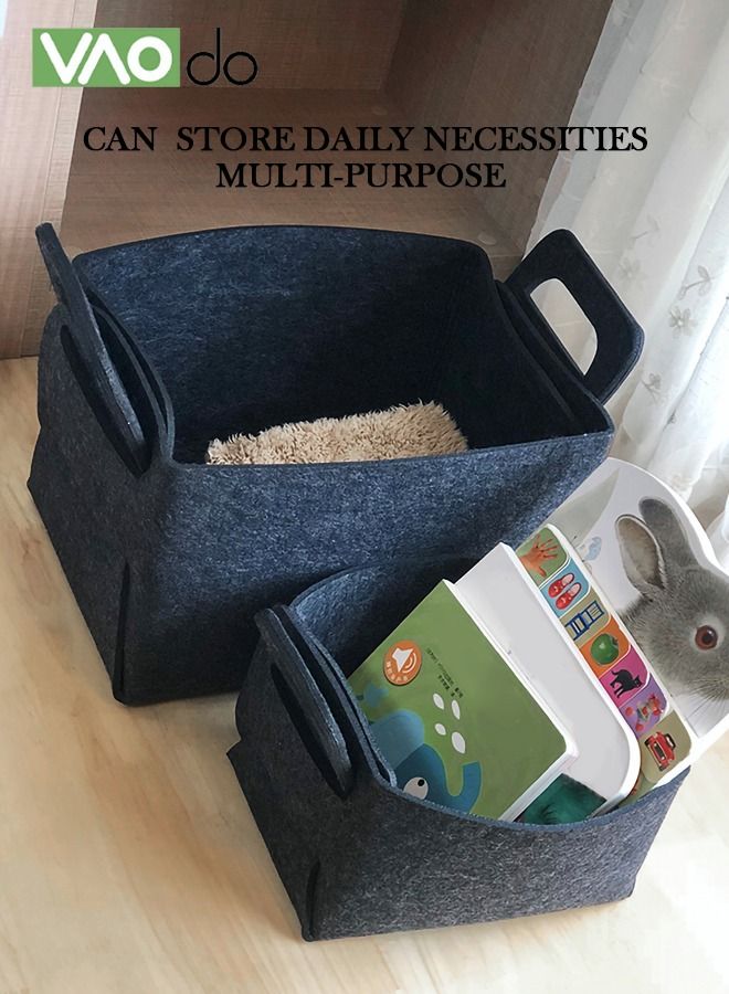 VAOdo 3-Pack Felt Storage Basket Foldable Multifunctional Clothes Organizer Dirty Laundry Storage Box - Image 2