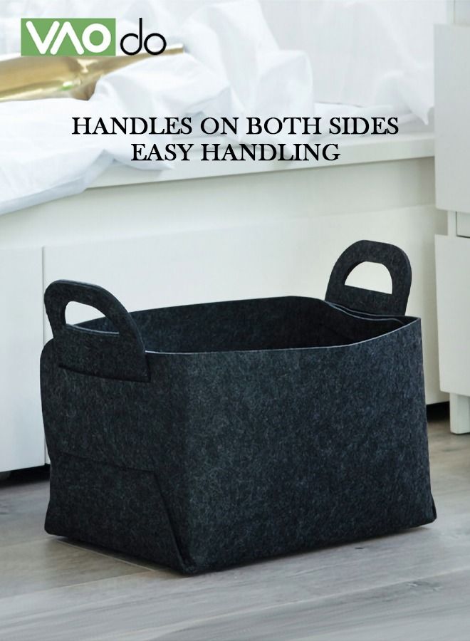 VAOdo 3-Pack Felt Storage Basket Foldable Multifunctional Clothes Organizer Dirty Laundry Storage Box - Image 3