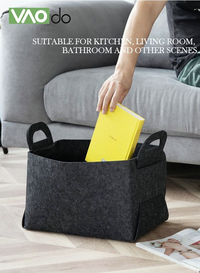 VAOdo 3-Pack Felt Storage Basket Foldable Multifunctional Clothes Organizer Dirty Laundry Storage Box - Image 4
