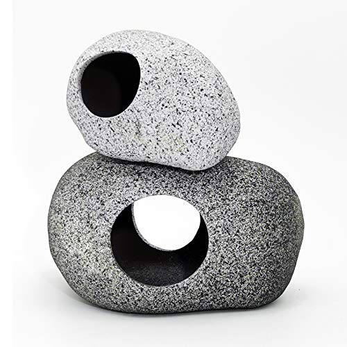 JIH Aquarium Decorations Rock Ceramic Shelters Shrimp Habitat Breeding Tube Hiding cave Stackable Fish Tank Decor Cave for Hiding Betta Fish J603J001
