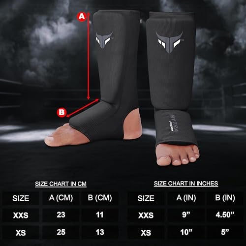 Mytra Fusion Kids Kickboxing Shin Guards Elasticated Shin Instep Protector Shin Guards MMA, Training, Sparring, Muay Thai shin Guards (Black, XXS) - Image 2