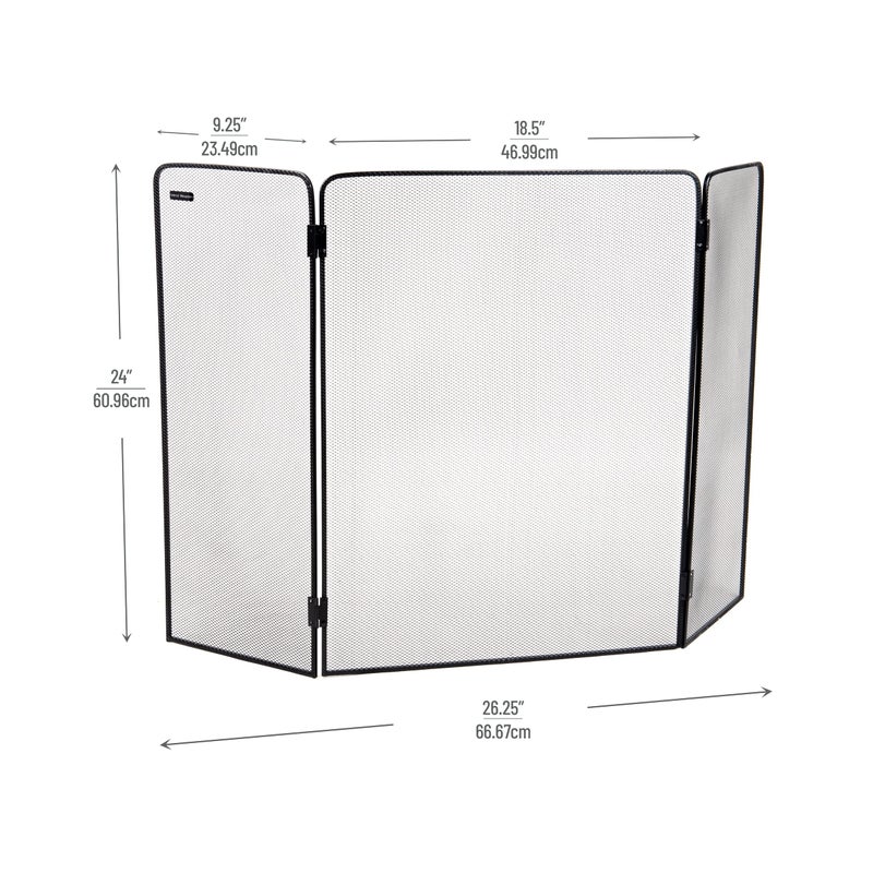 Mind Reader Mind Reader 3Panel Fireplace Screen Folding Indoor Outdoor Stand Alone Metal Mesh 2625L x 025W x 24H Black  - Image 3