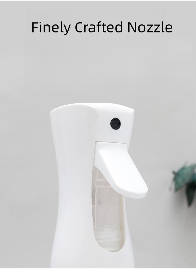 WAOKN - Continuous Spray Bottle (300ml) Ultra-Fine Water Mist Plastic Sprayer - For Disinfection, Hair Styling, Cleaning, Salon, Botanical, Essential Oil Fragrance and More - White - Image 1