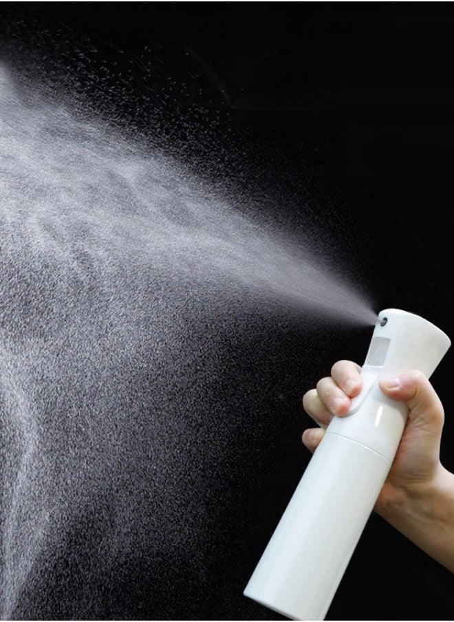 WAOKN - Continuous Spray Bottle (300ml) Ultra-Fine Water Mist Plastic Sprayer - For Disinfection, Hair Styling, Cleaning, Salon, Botanical, Essential Oil Fragrance and More - White - Image 1