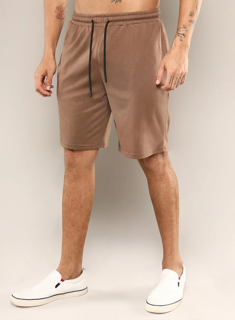 كامبوس سوترا Men's Ash Brown Solid Oversized Co-Ord Set