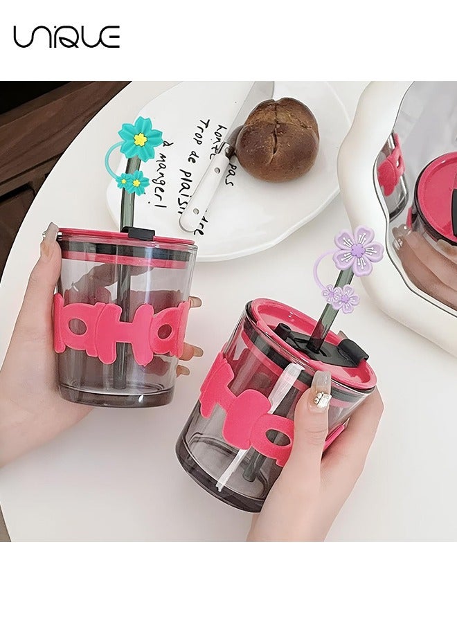 Unique 5 PCS Dustproof Straw Cap, Reusable Silicone Straw Lid Protector,Cartoon Pattern Plugs,for 0.4"/10mm Straw Fitting (Flowers) - Image 3