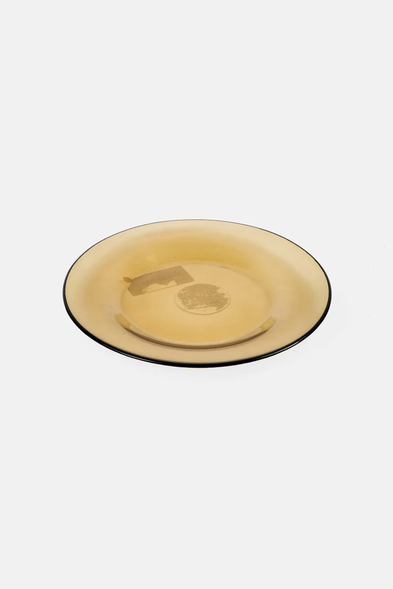 Muy Mucho Glass Dessert Plate, Khaki