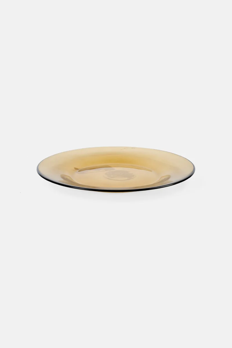 Muy Mucho Glass Dessert Plate, Khaki